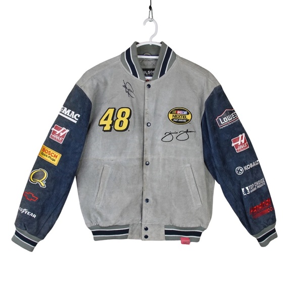 Jimmie Johnson #48 NASCAR Suede Jacket Wilsons Leather Chase Authentics M Signed